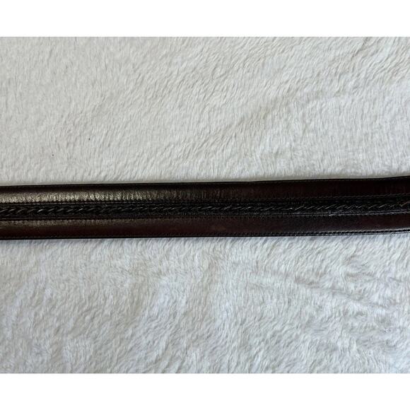 Mezlan Spain 38 Mens Leather Dress Belt Dark Brown Belt Gunmetal Tone Buckle - Picture 12 of 14